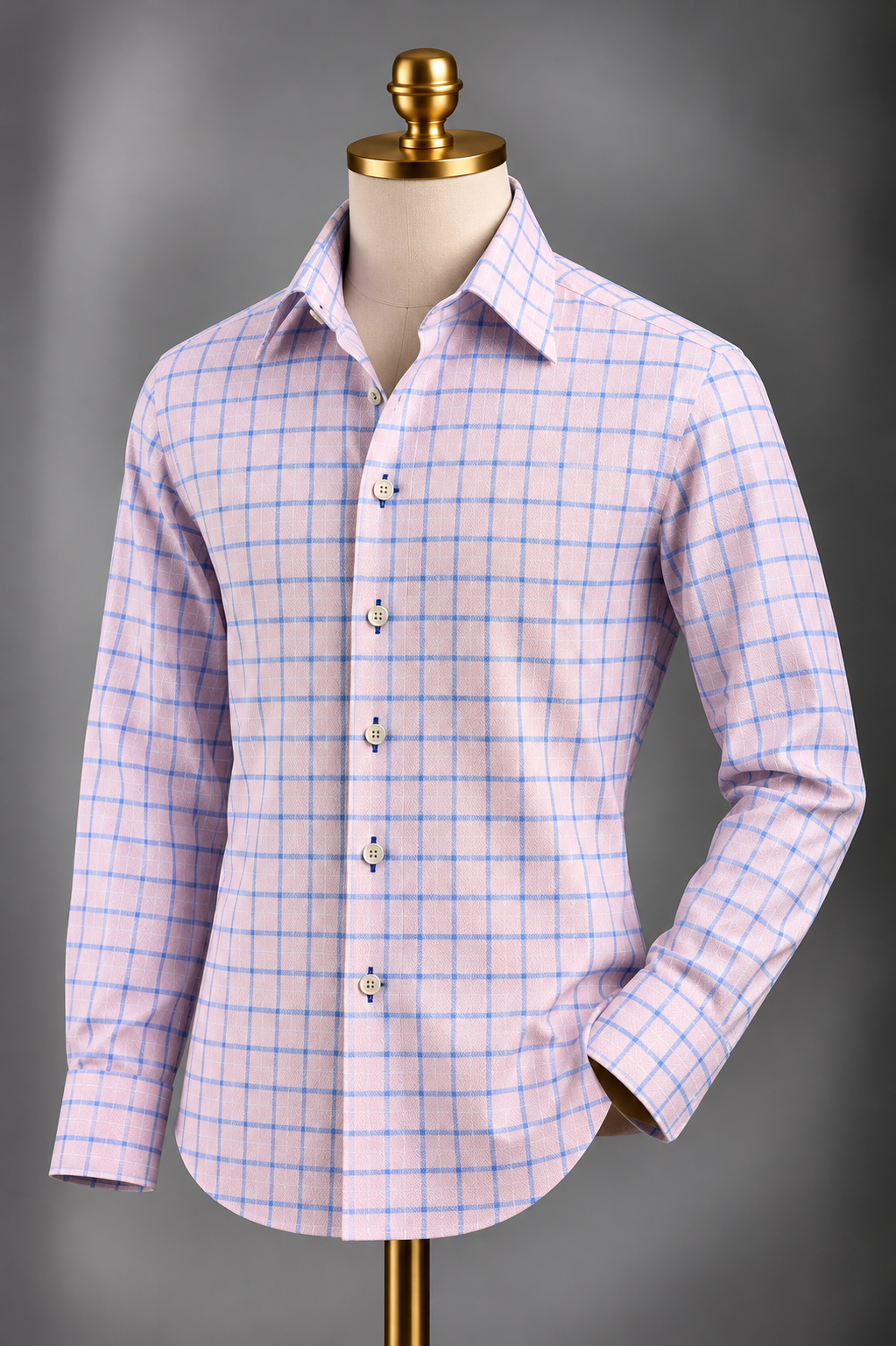 The Pink & Blue Jacquard Graph Check Two-Ply Cotton Shirt