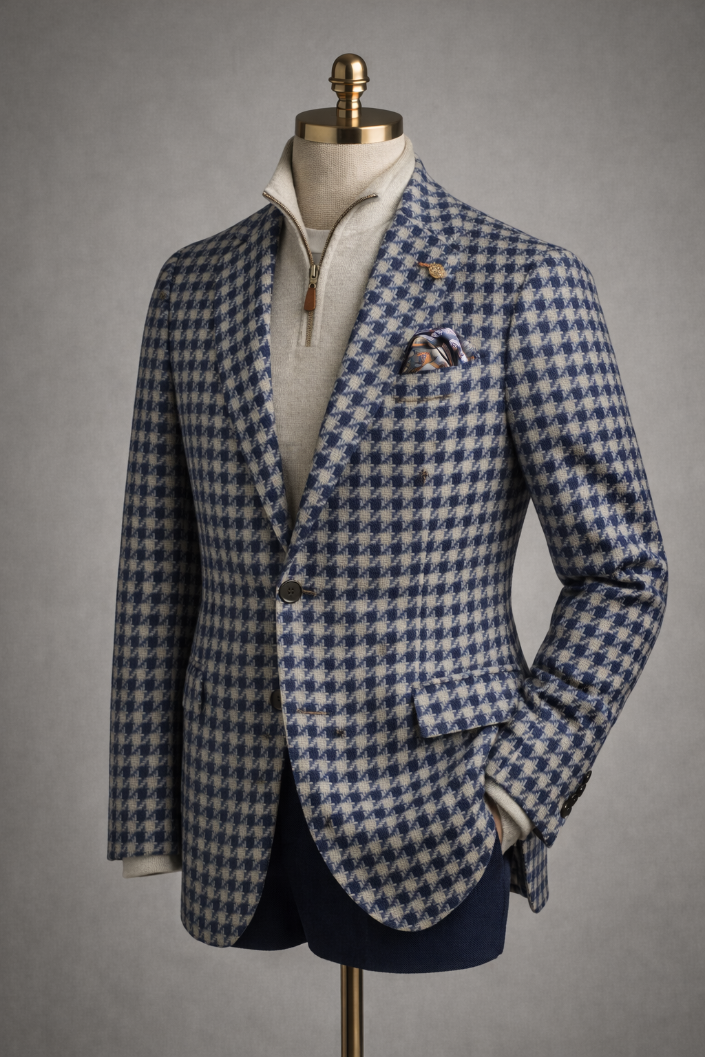 The Portofino Houndstooth Jacket - Navy