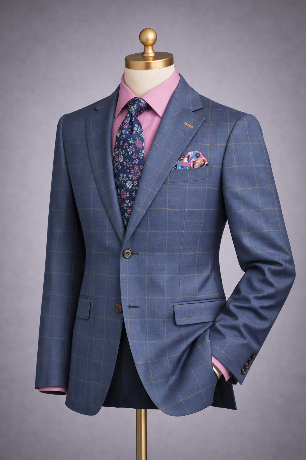 The Riviera Slate Blue Windowpane Suit