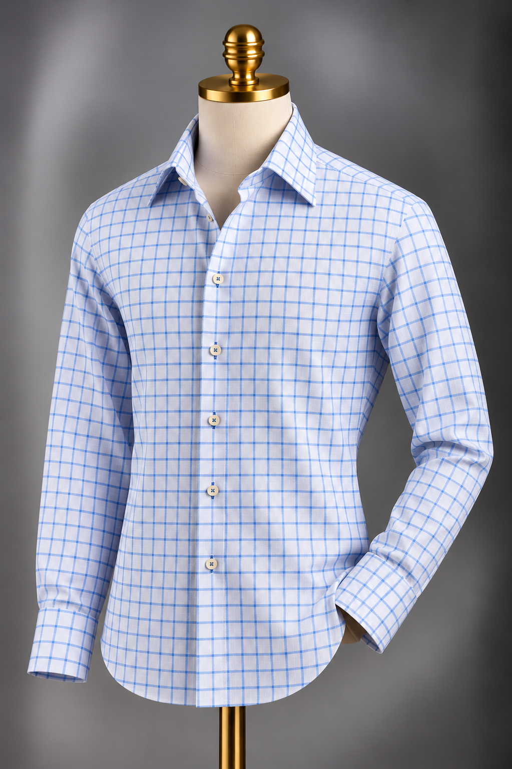 The White & Blue Jacquard Graph Check Two-Ply Cotton Shirt