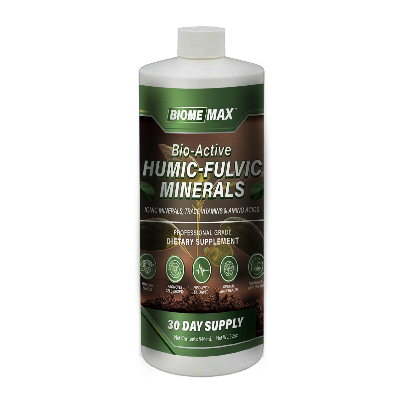 BiomeMax™ Bio-Active "Black Water" Humic/Fulvic Mineral Blend, 32 oz