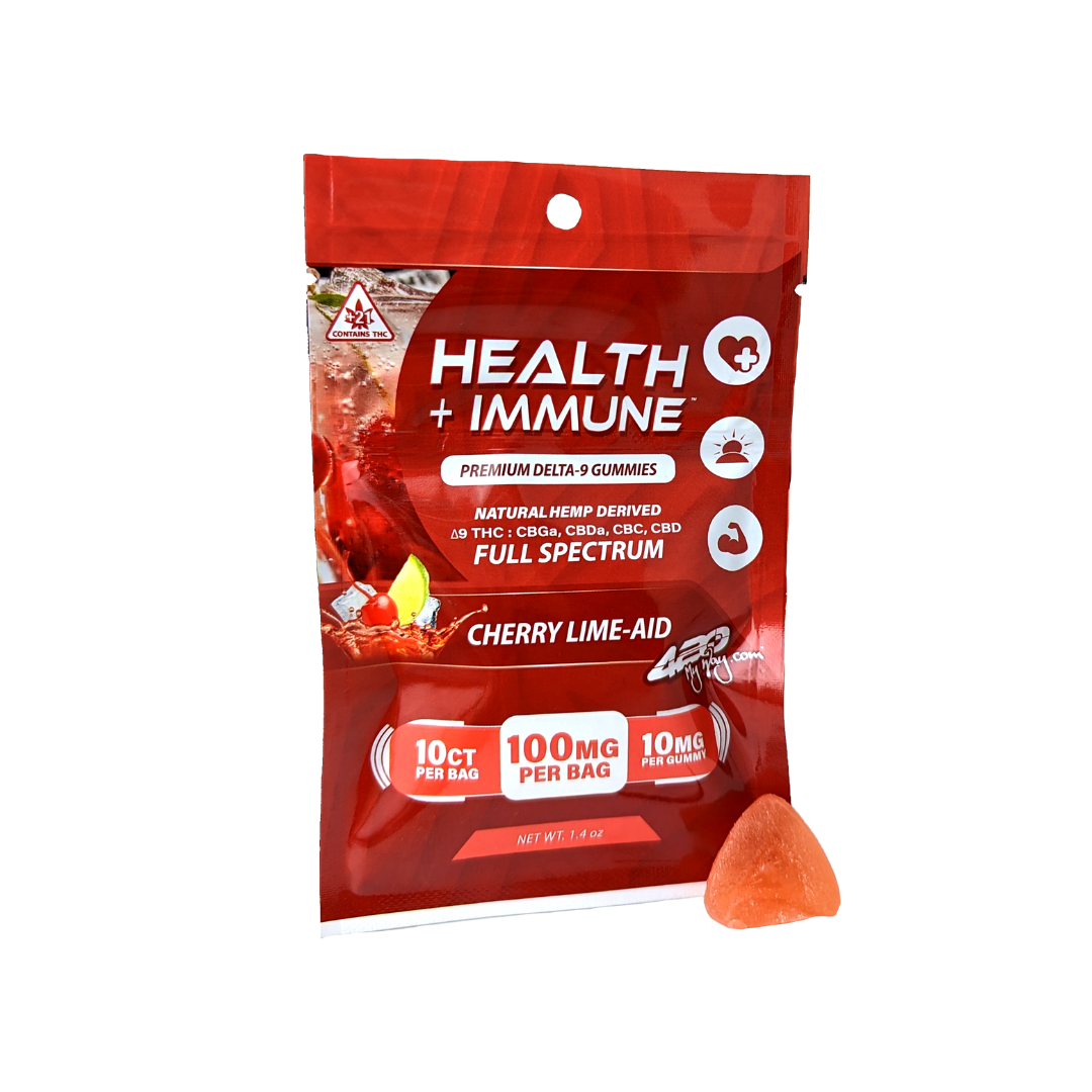Wellness + Immune • Cherry Lime-Aid | 420 My Way, DELTA-9 THC + CBGa, CBDa, CBC, CBD Gummies