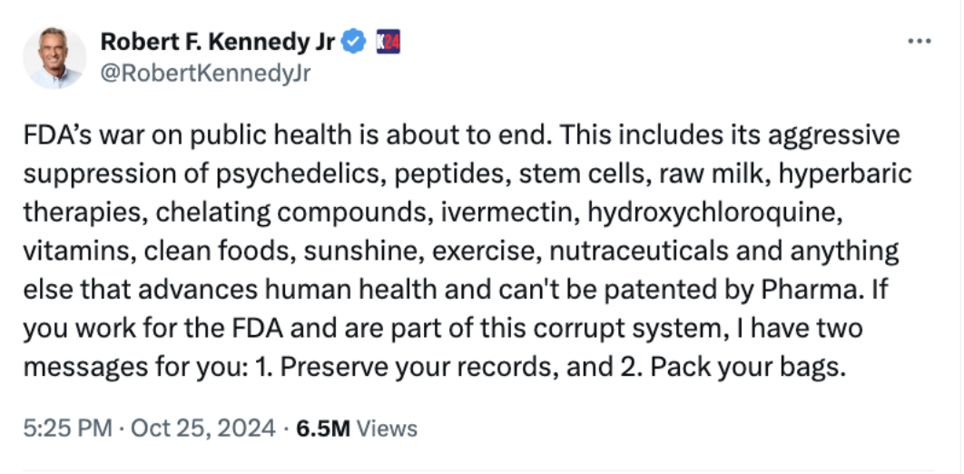 Robert F Kennedy Jr message