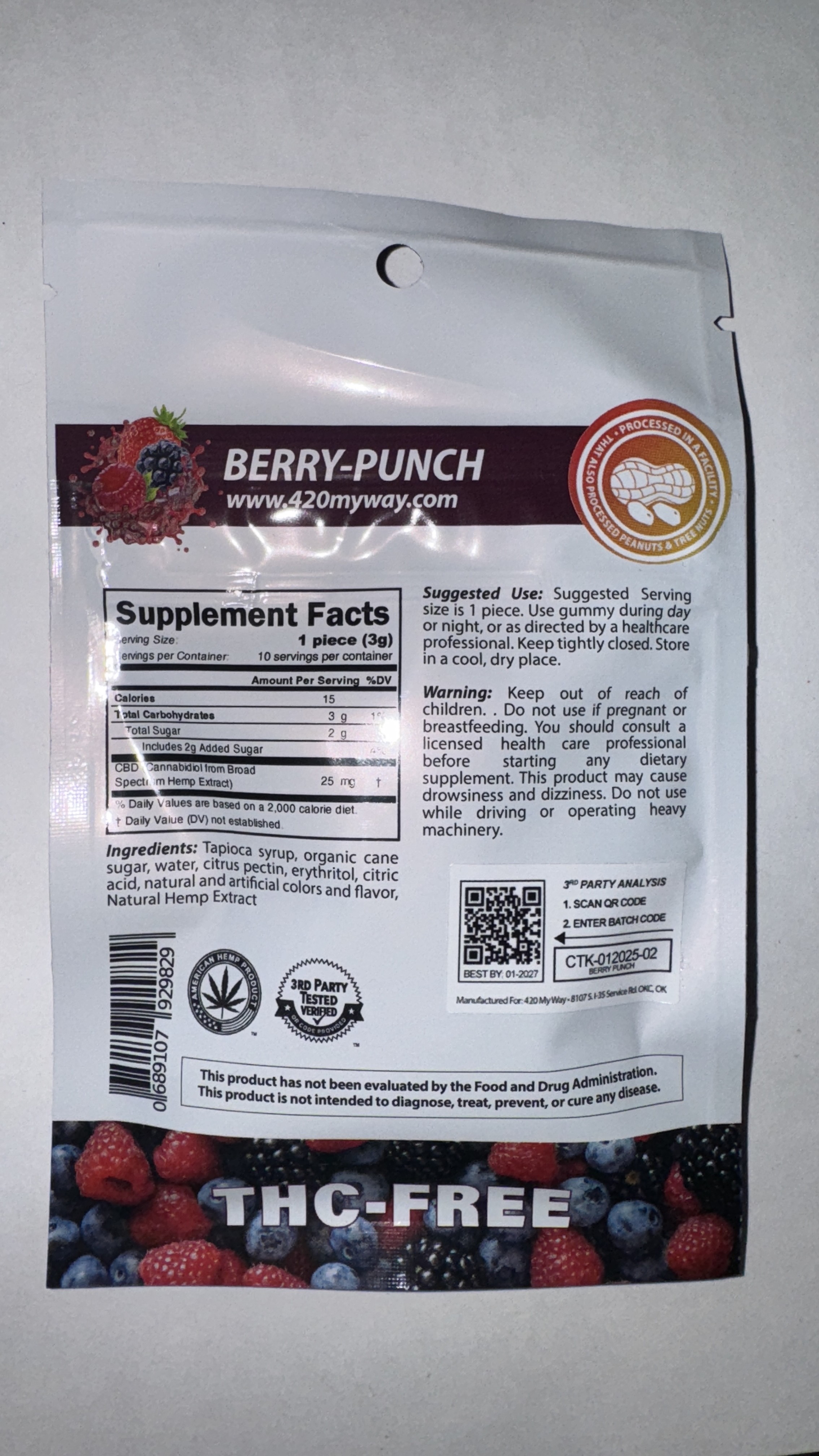 Antioxidant + THC-FREE • Berry Punch | 420 My Way, THC-FREE Gummies