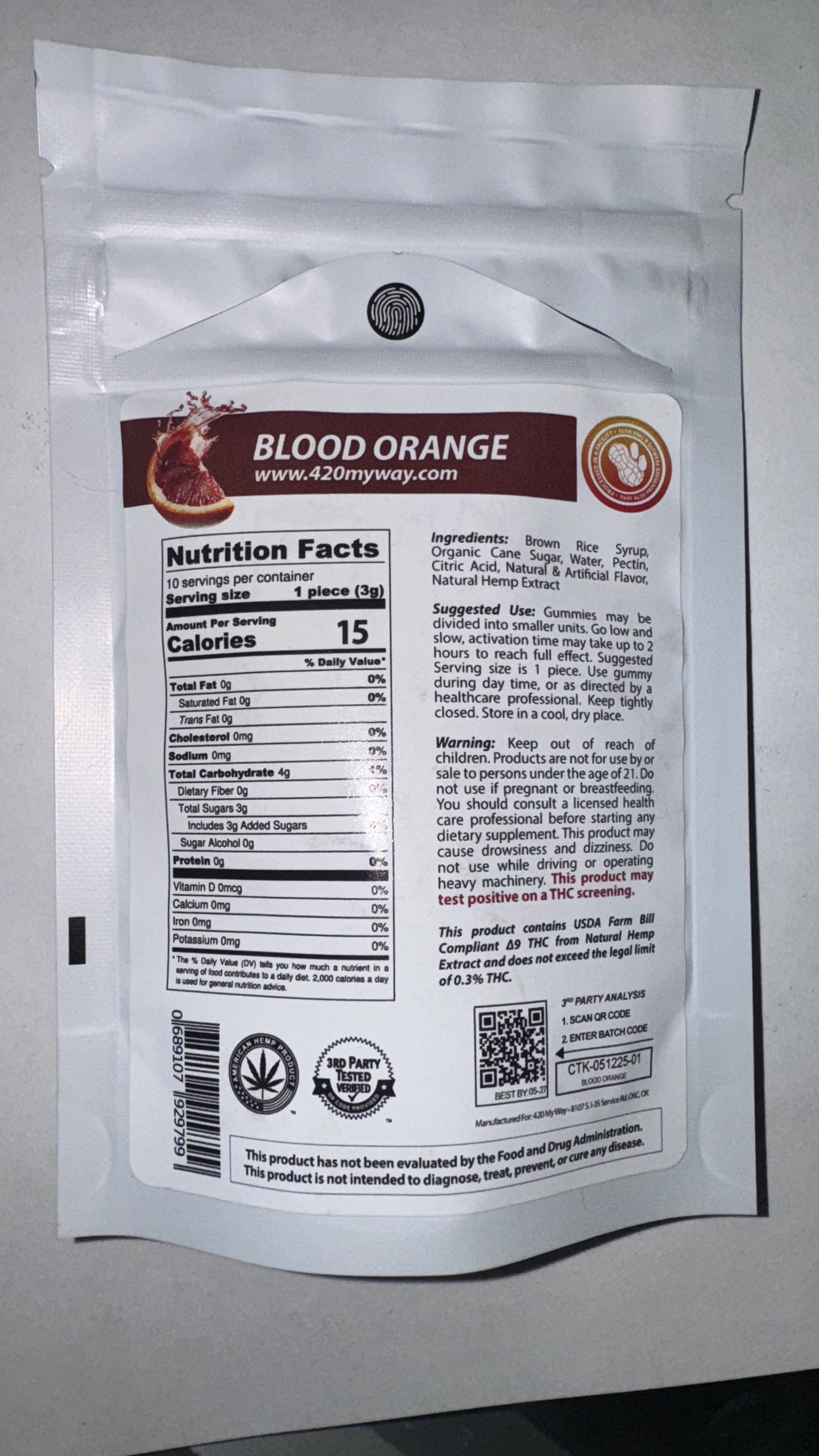 Creativity + Focus Gummy • Blood Orange | 420 My Way, DELTA-9 THC +THC-V