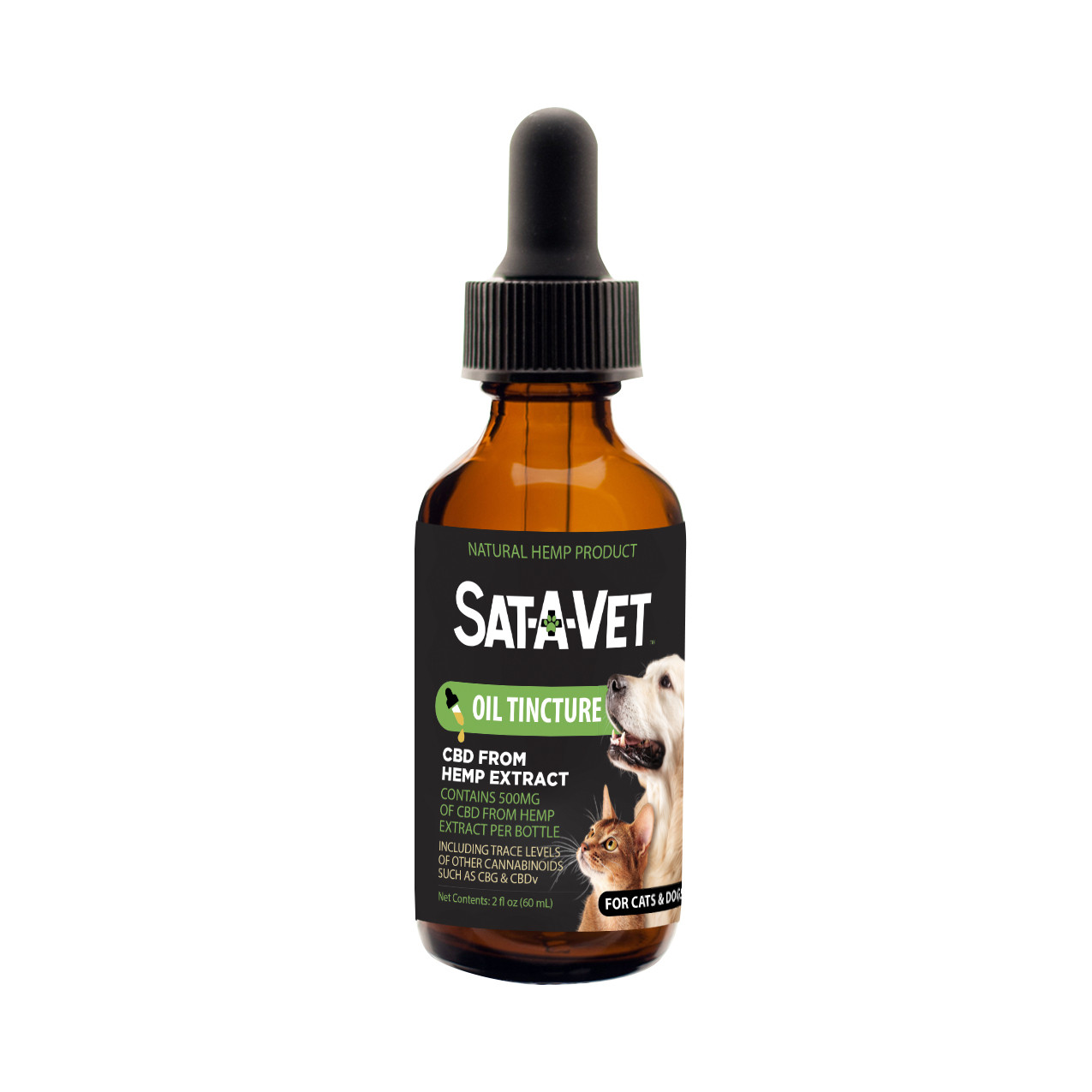 Sat-A-Vet™ Hemp Oil Pet Tincture, Large Breed 60ml/500mg