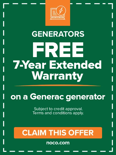 Free 7-year warranty on Generac generator coupon