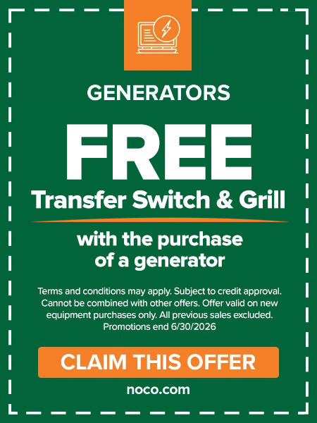 Free transfer switch with generator purchase coupon