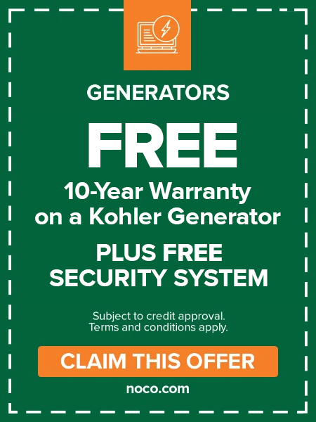 Free 10-year Kohler warranty plus free home security system coupon