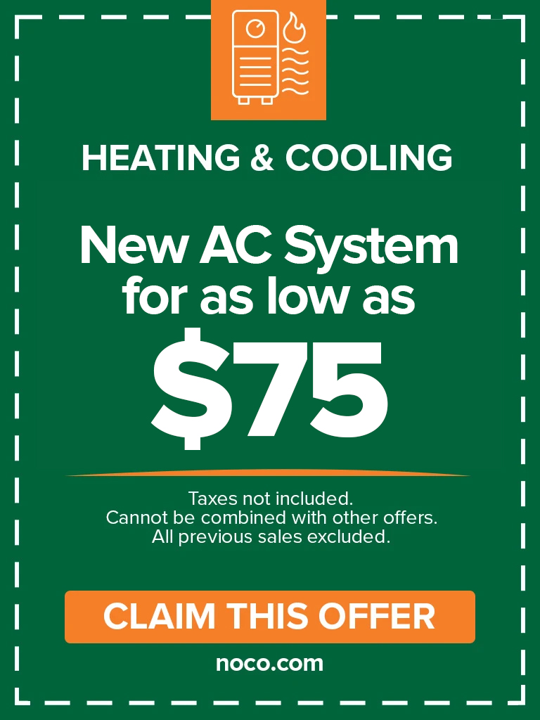 Ad for a new AC system for as low as 75; offer details and Claim This Offer button shown.