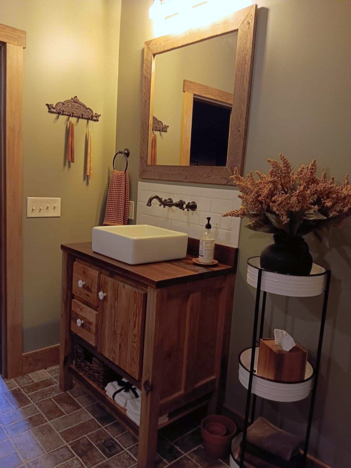 newly renovated rustic style bathroom
