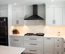 white cabinet and countertop installation