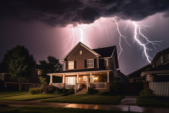 home in a lightening storm