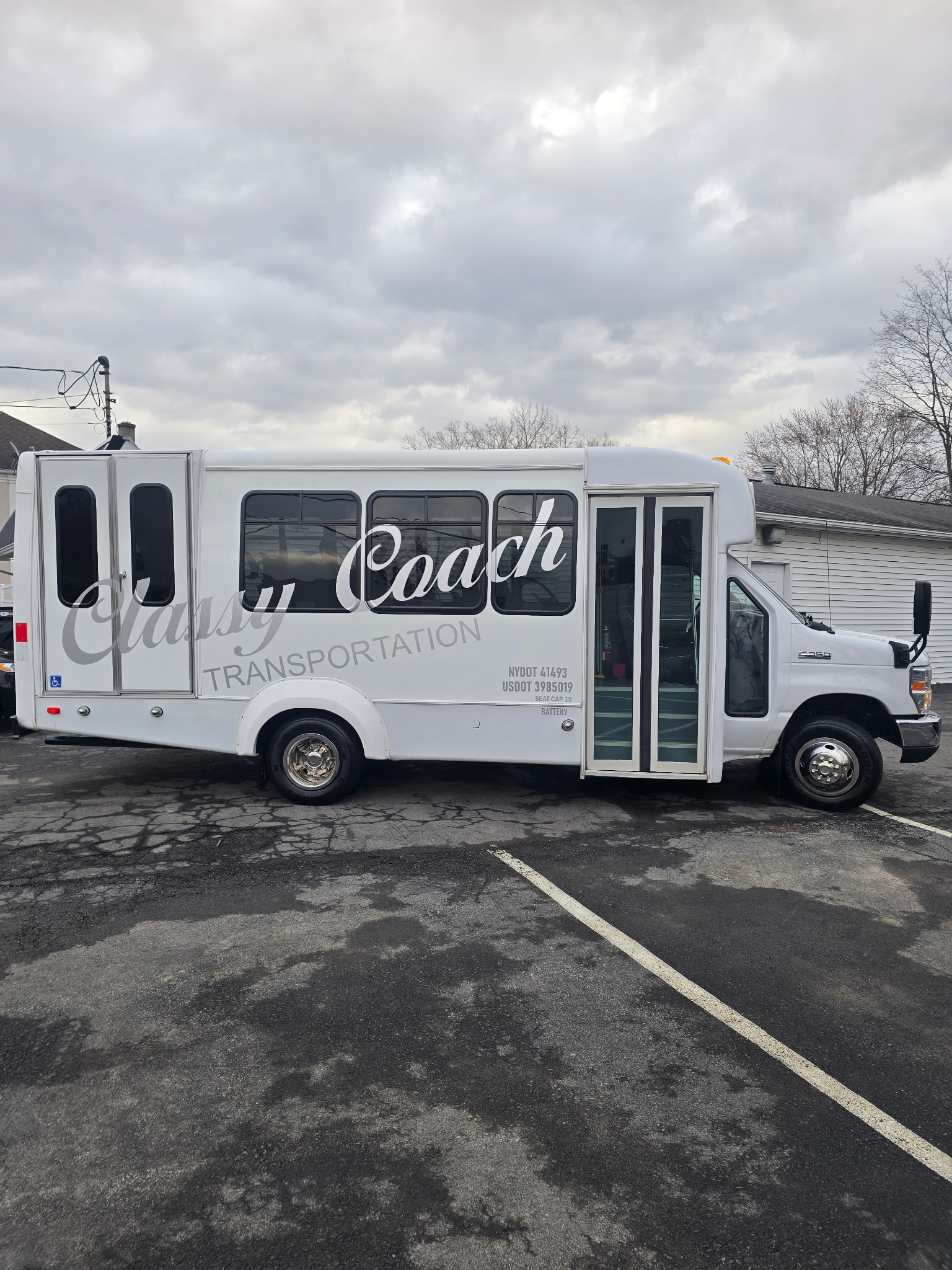 side exterior of classy coach transportation bus
