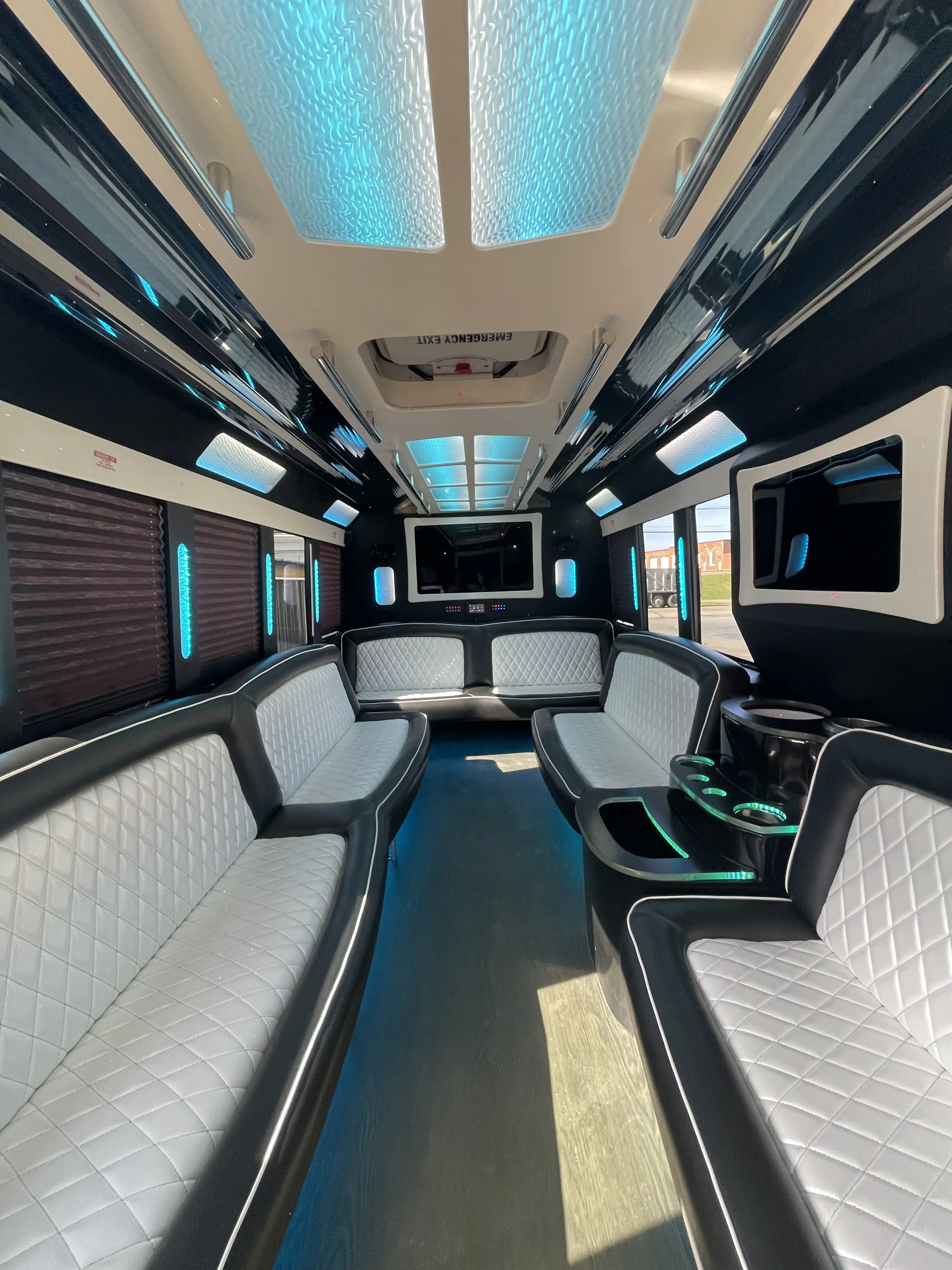 interior of classy coach transportation limo bus
