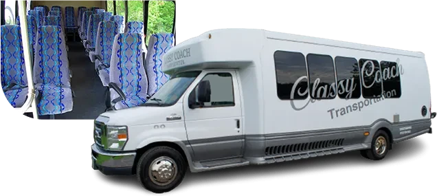 classy coach transportation bus exterior and interior
