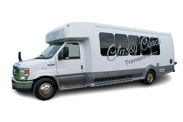 23 passenger white shuttle bus