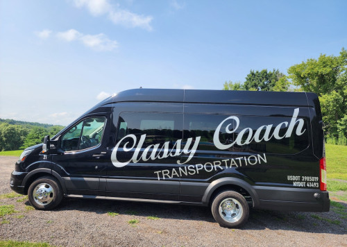 black transit bus from classy coach transportation