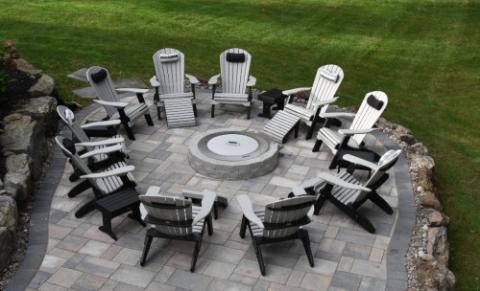 adirondack furniture around a firepit