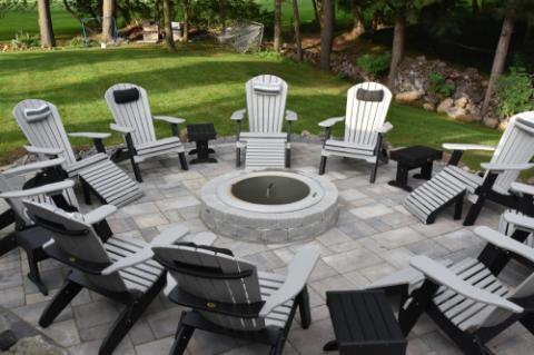 adirondack furniture around a firepit