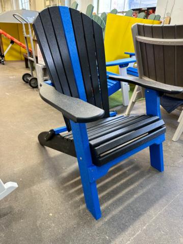 blue and black adirondack chair