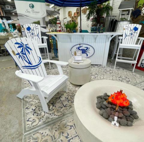 palm tree white adirondack chair