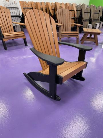 cedar and black rocking chair