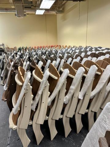 adirondack chairs stacked up