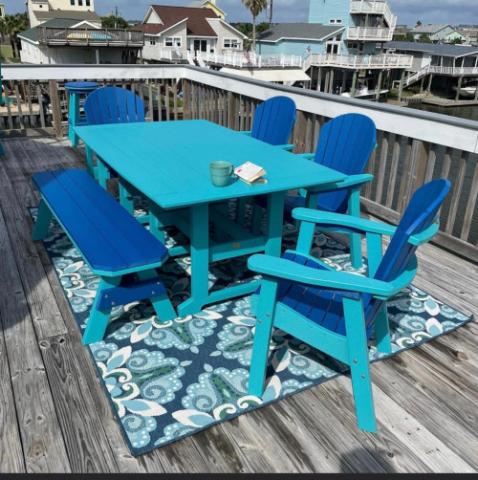 blue and light blue adirondack chair set