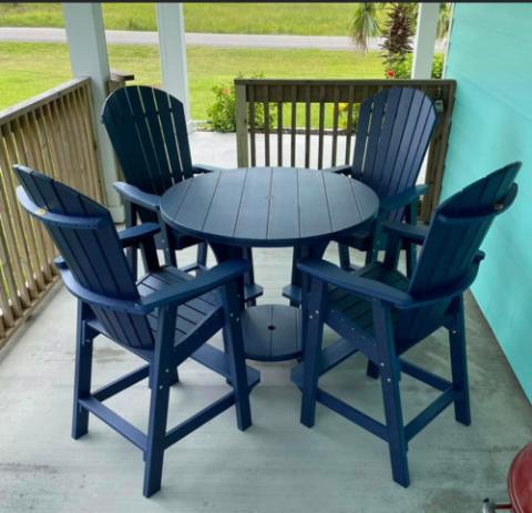 adirondack chairs and circle table