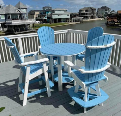 adirondack chairs and circle table