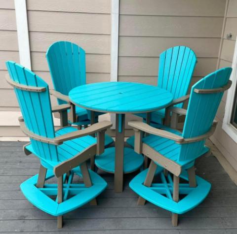 adirondack chairs and circle table