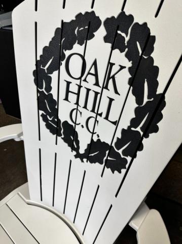white adirondack chair with custom logo