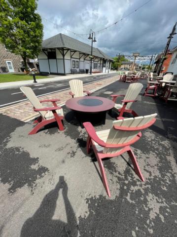 chairs around a fire pit