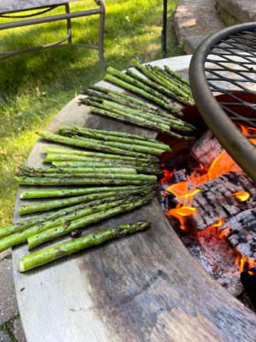 firepit with asparagus