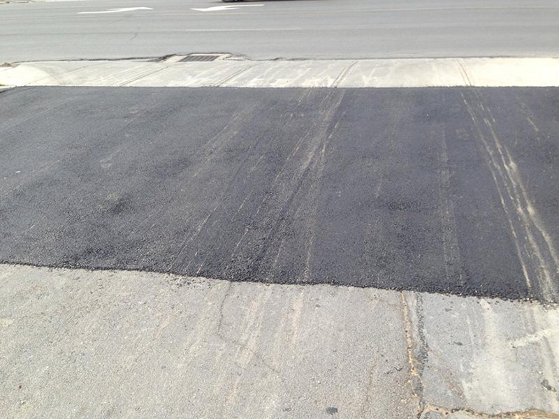 New asphalt in a parking lot.