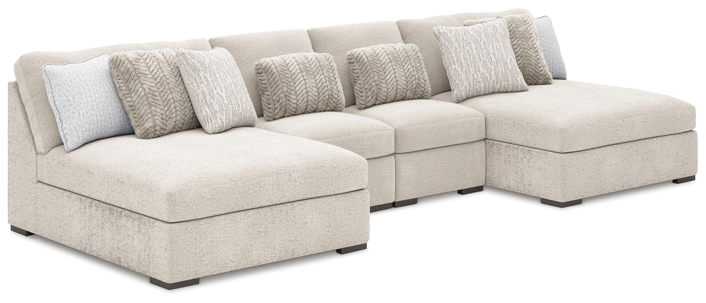 Cuddle Plush - 4-Piece Sectional With 2 Armless Chaises - Arctic