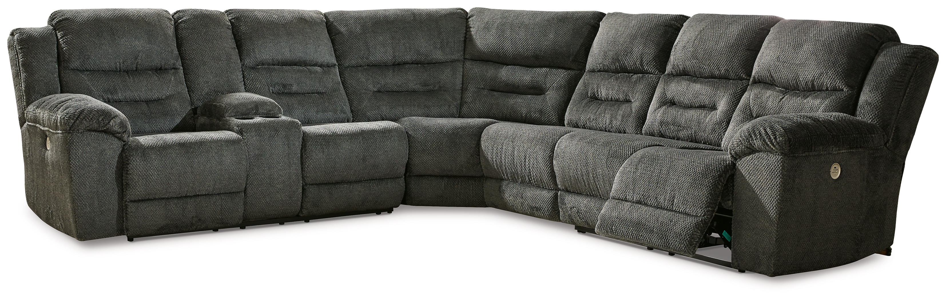 Nettington - 4-Piece Power Reclining Sectional With Laf Pwr Rec Loveseat W/Console - Smoke