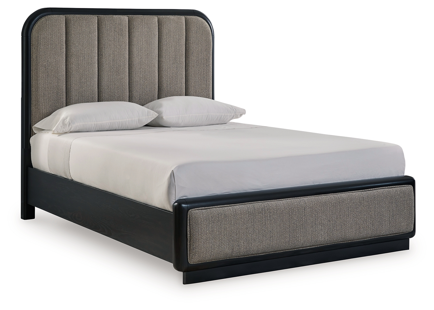 Rowanbeck - Queen Upholstered Panel Bed - Gray / Black