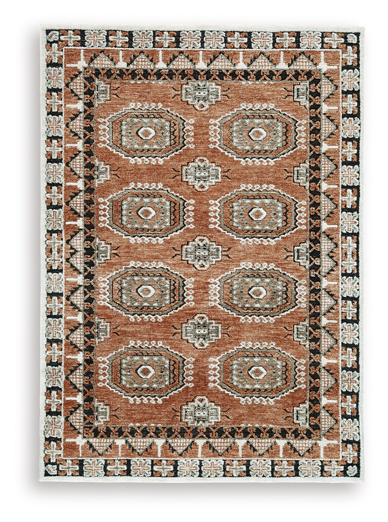 Qaabiz - 5' x 7' Rug - Sienna / Ivory / Black