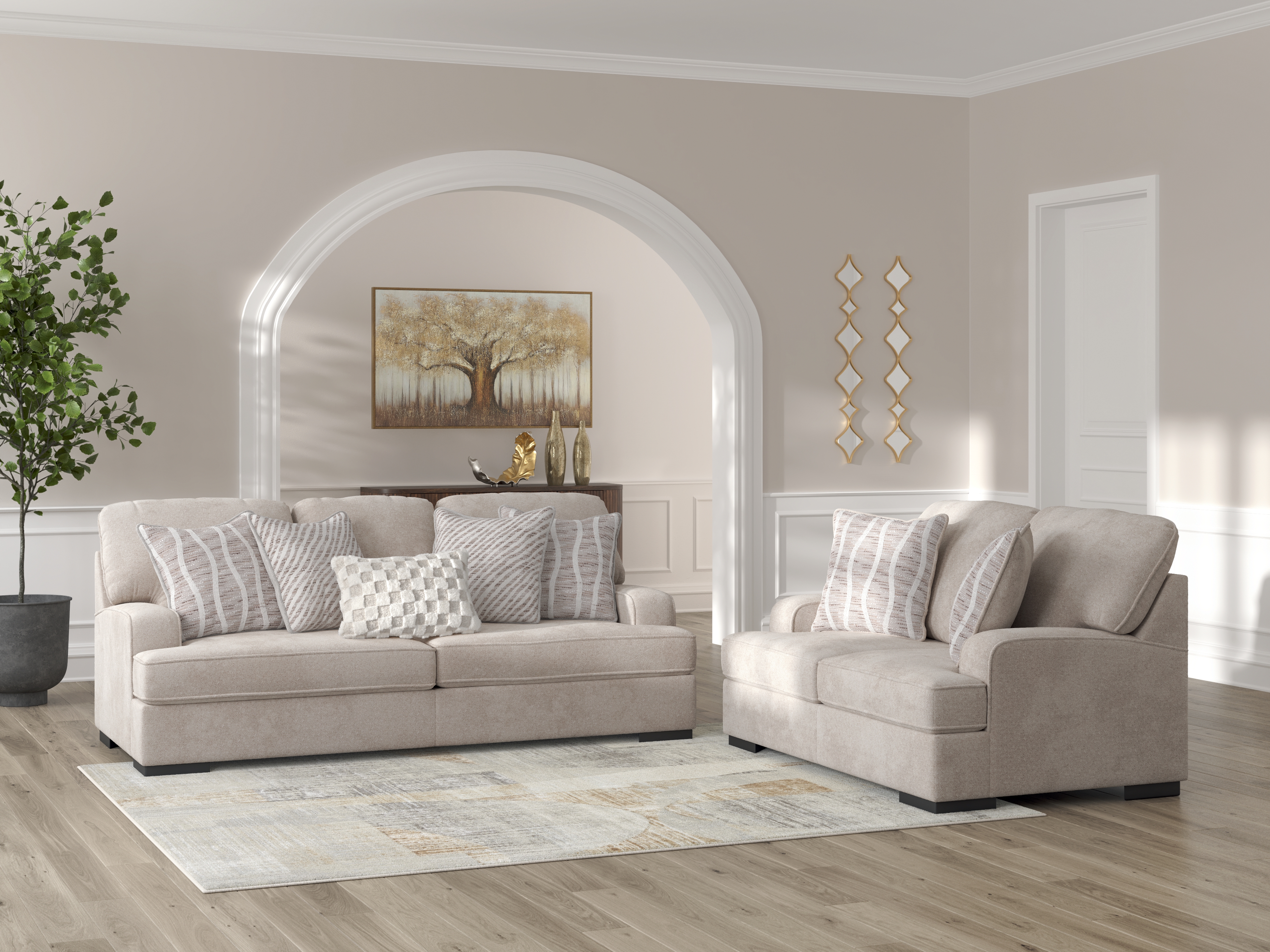 High Profile - 2 Pc. - Sofa, Loveseat - Taupe