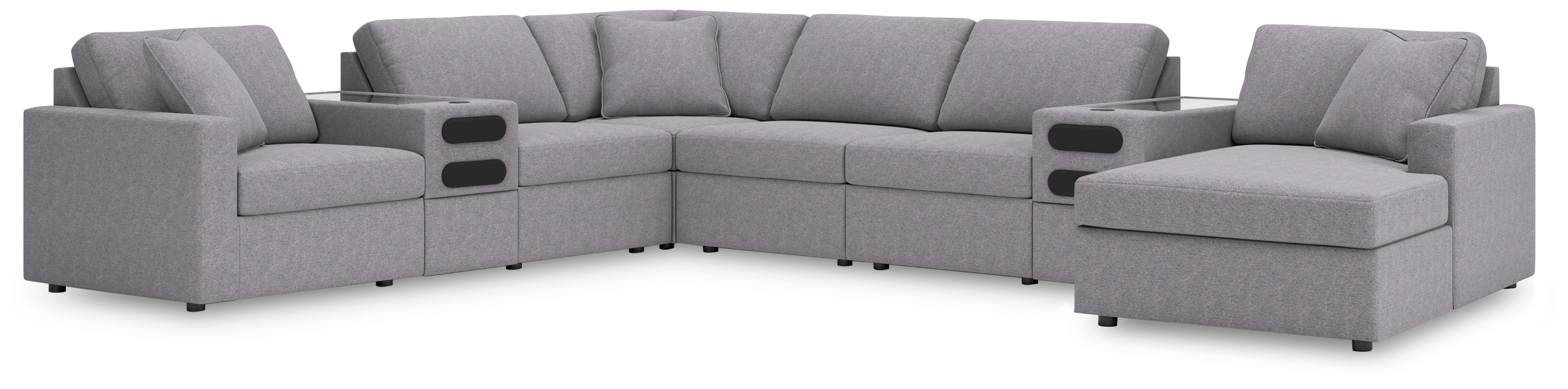Modmax - 8-Piece Sectional With Audio System And Raf Corner Chaise - Granite