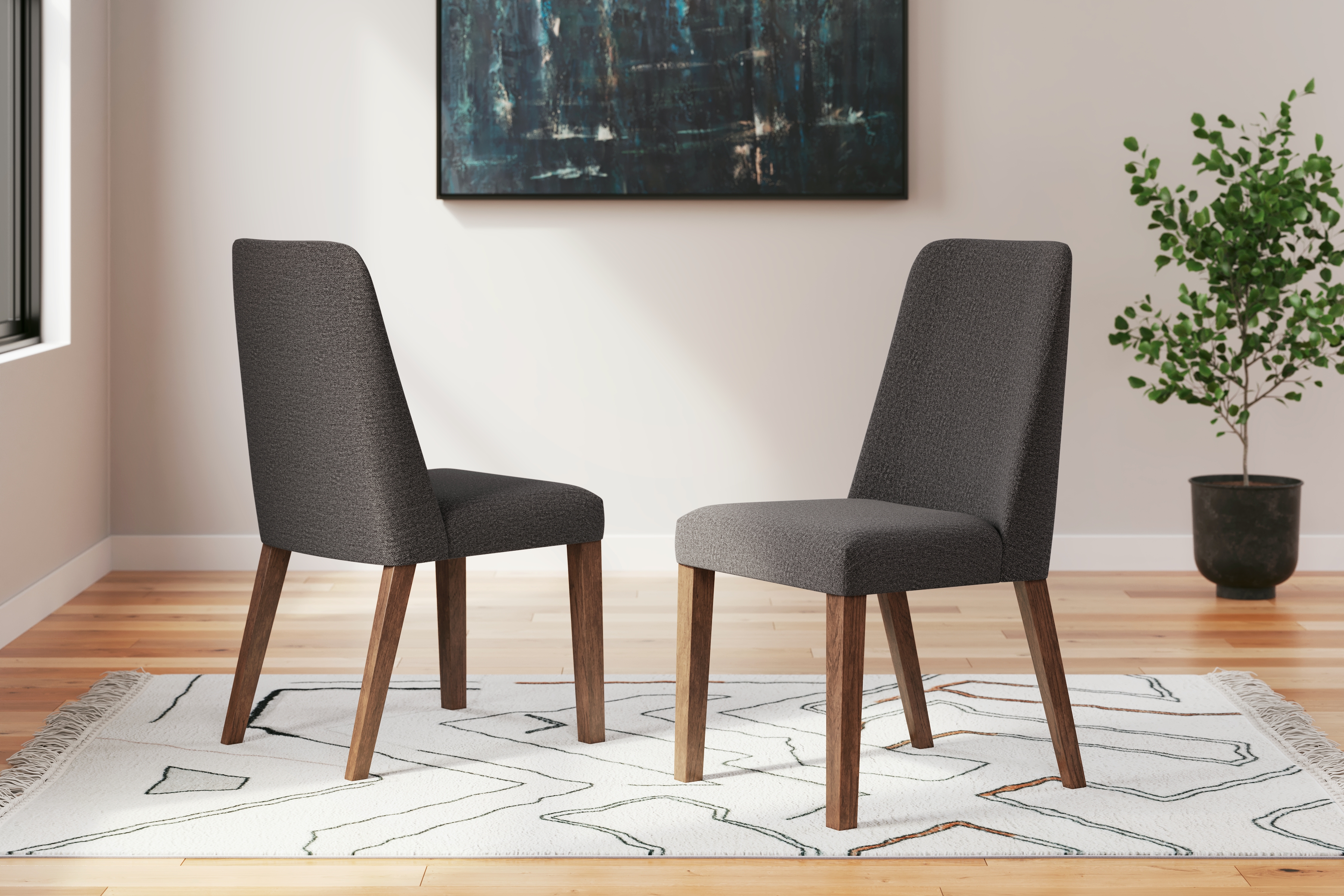 Lyncott - Dining Uph Side Chair (Set of 2) - Charcoal / Brown