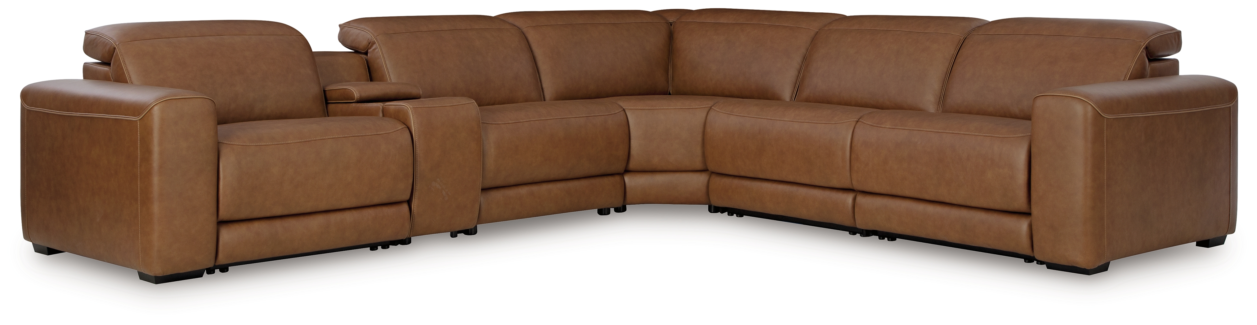 Magic Man - 6-Piece Power Reclining Sectional With Console And Armless Chair With Manual Headrest - Caramel