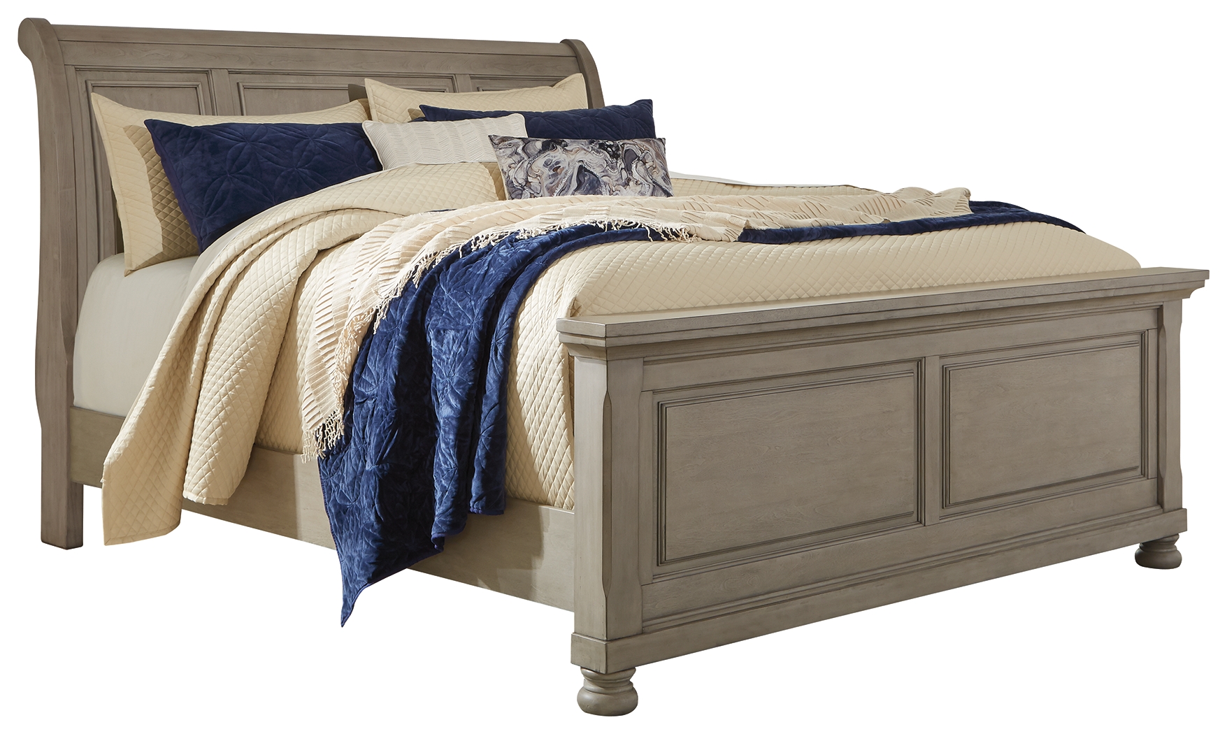 Lettner - California King Sleigh Bed - Light Gray