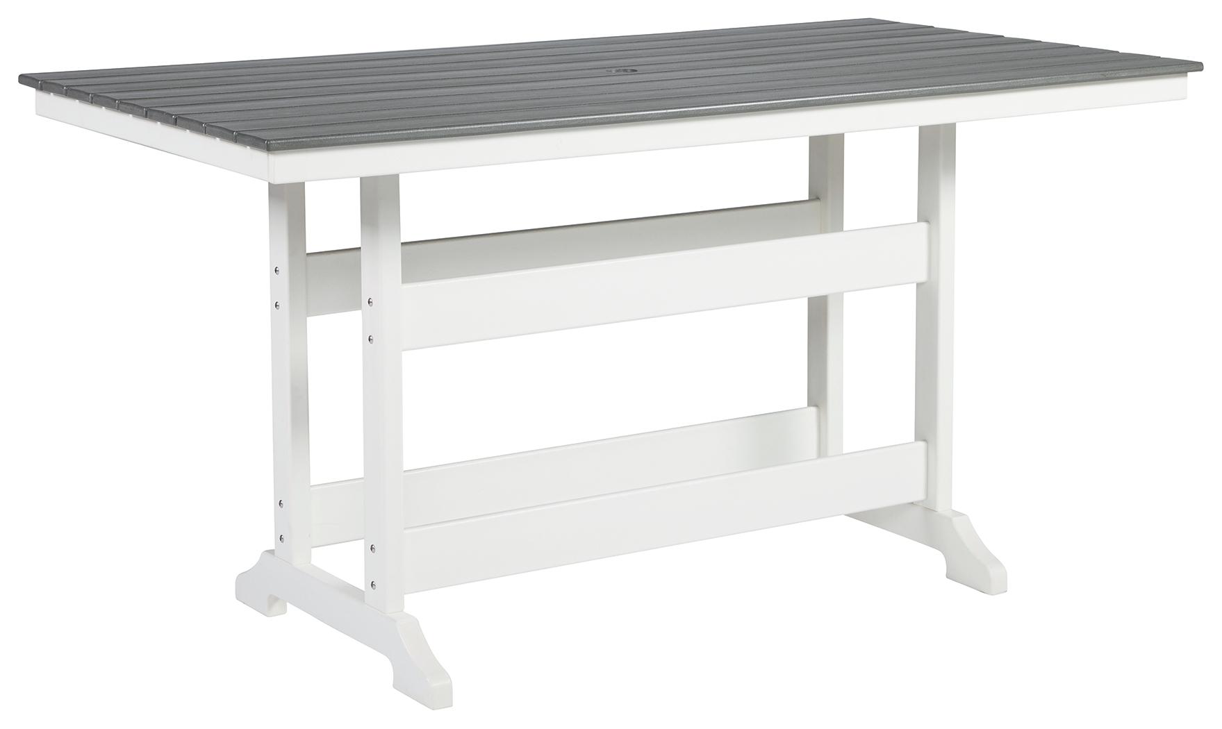 Transville - RECT COUNTER TABLE W/Umb OPT - Gray / White
