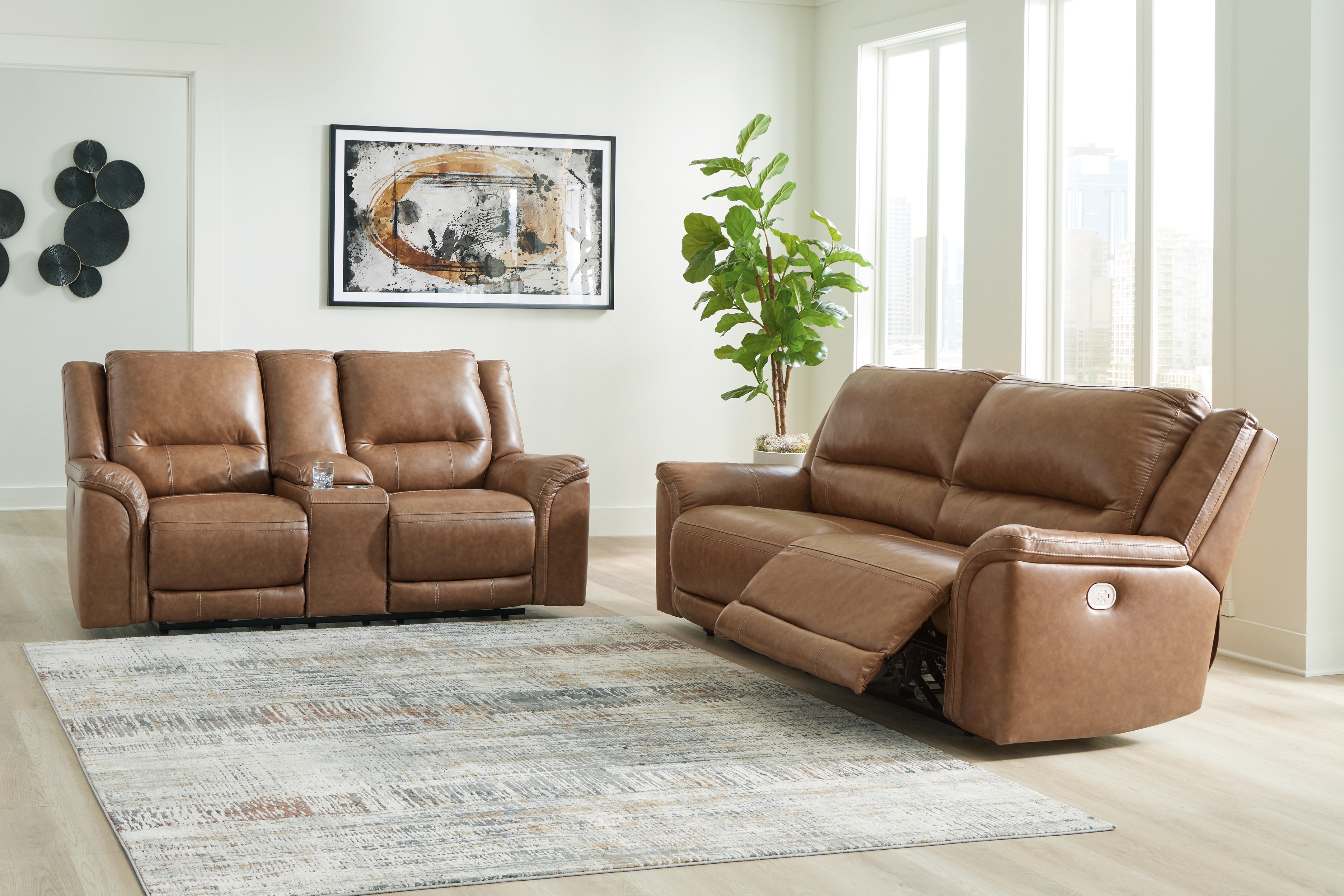 Trasimeno - 2 Pc. - Power Reclining Sofa, Power Reclining Loveseat - Caramel