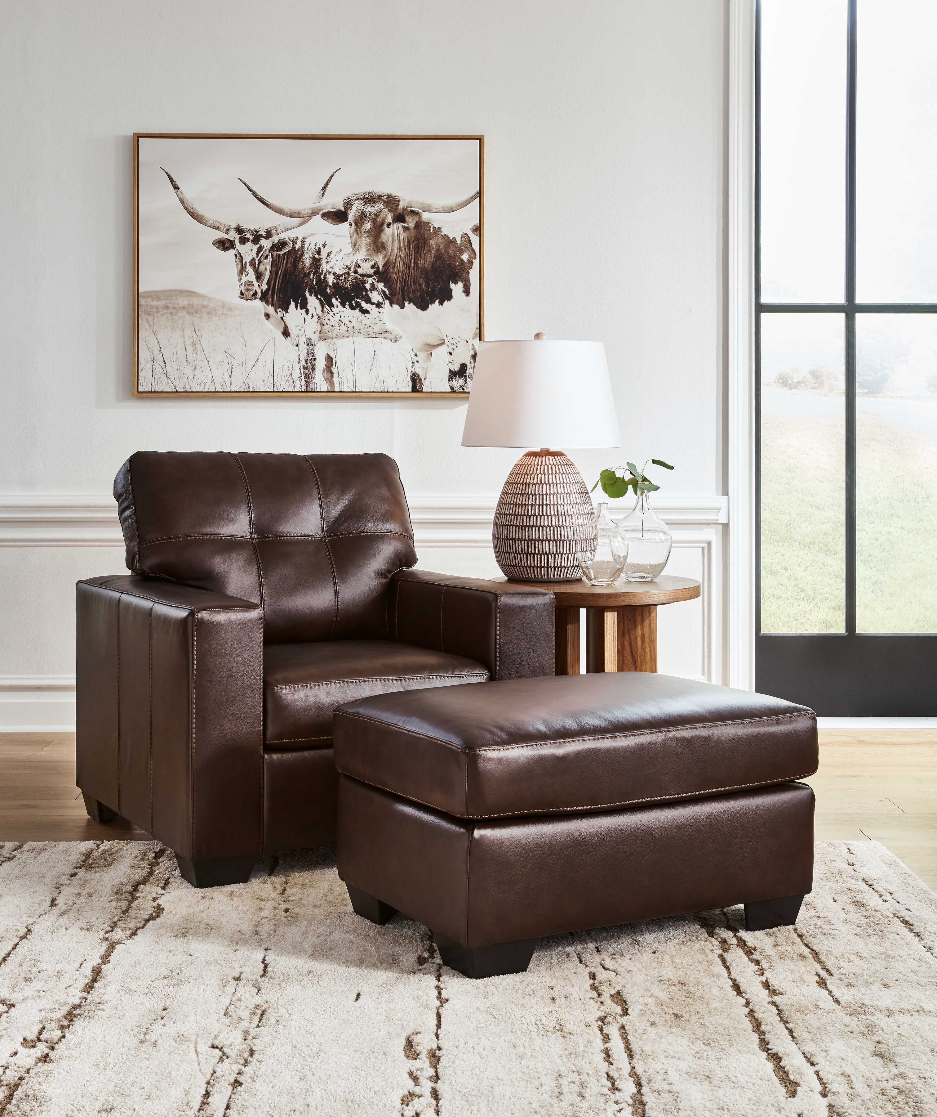 Santorine - 2 Pc. - Chair, Ottoman - Dark Brown
