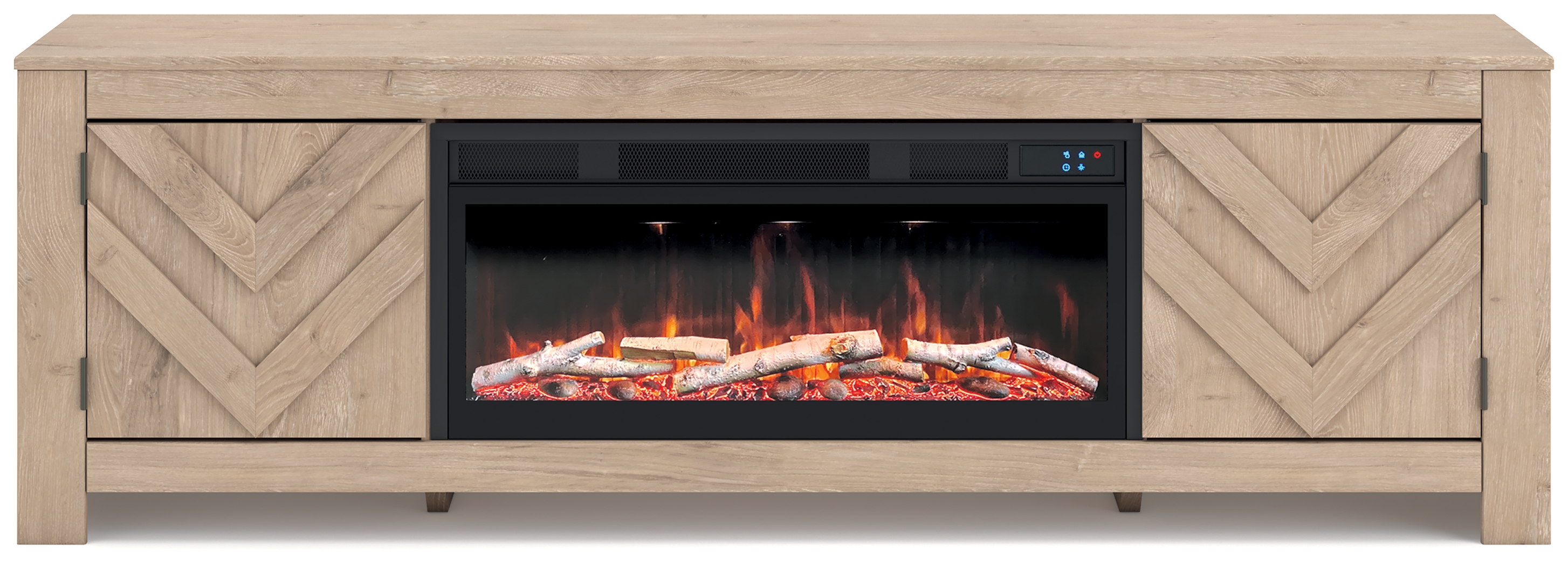 Cayboni - 71" TV Stand With Electric Fireplace - Tan