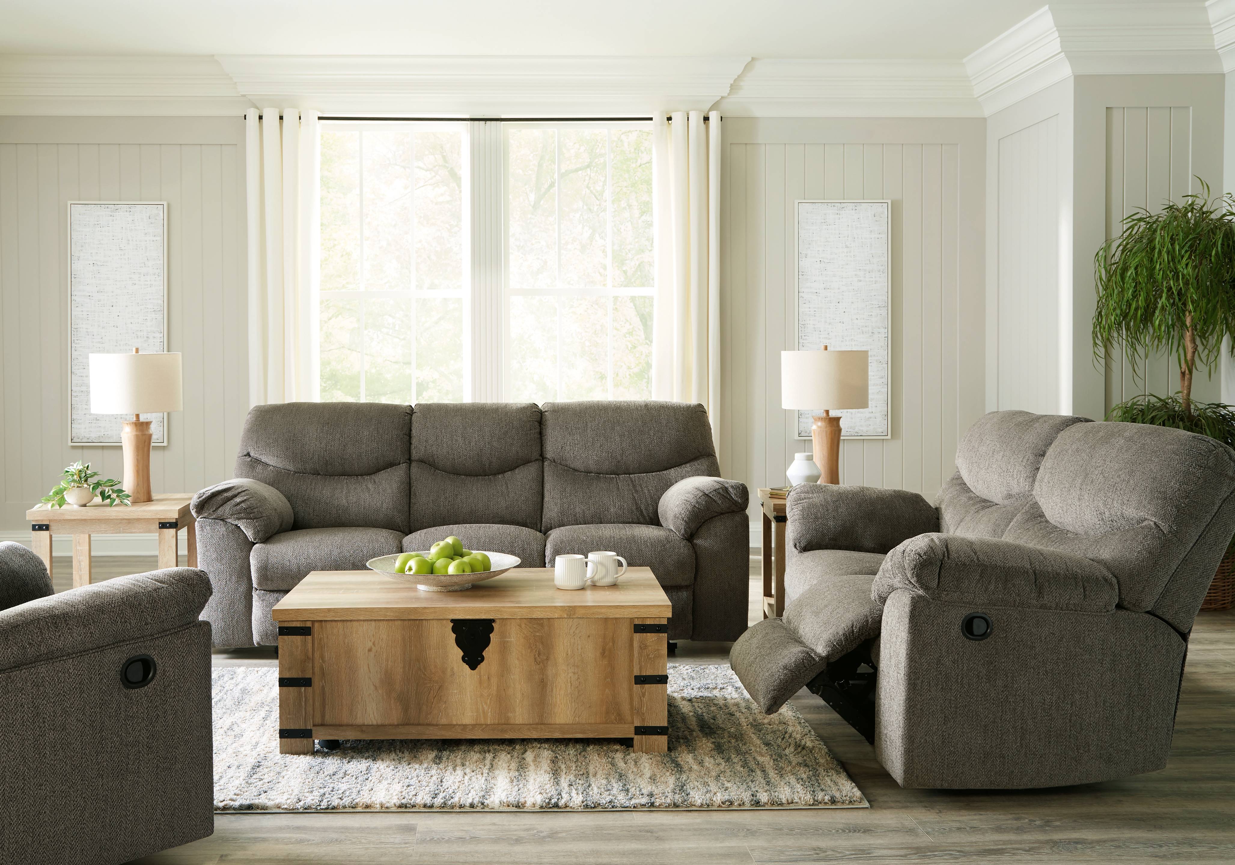 Alphons - 3 Pc. - Reclining Sofa, Loveseat, Rocker Recliner - Putty